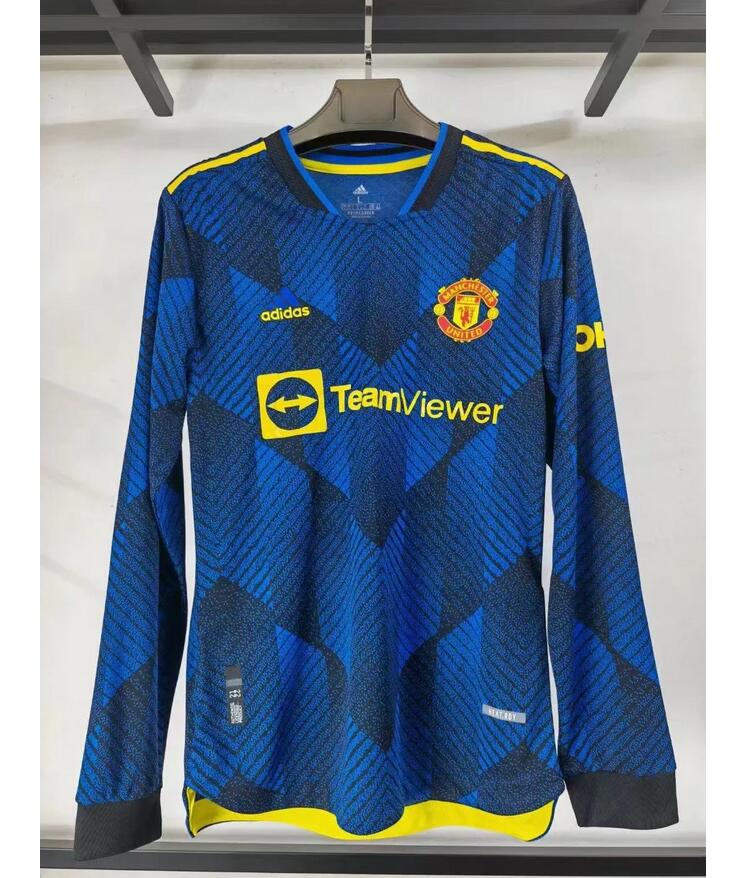 2021/22 Manchester United Long Sleeve Football Kit Third Soccer Jersey Player Version